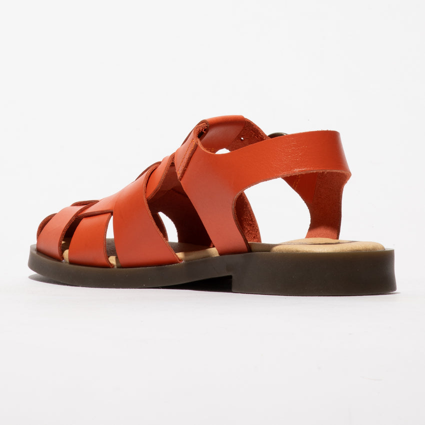 Fly London Women's ARED437FLY Leather Buckle Sandals Scarlet Red