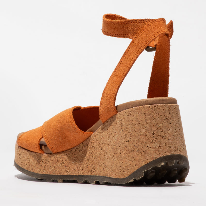Fly London Women's DONY440FLY Suede Leather Leather Buckle Sandals Orange