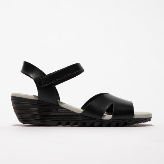 Fly London Women's OLLA446FLY Leather Sling-Back Sandals Black