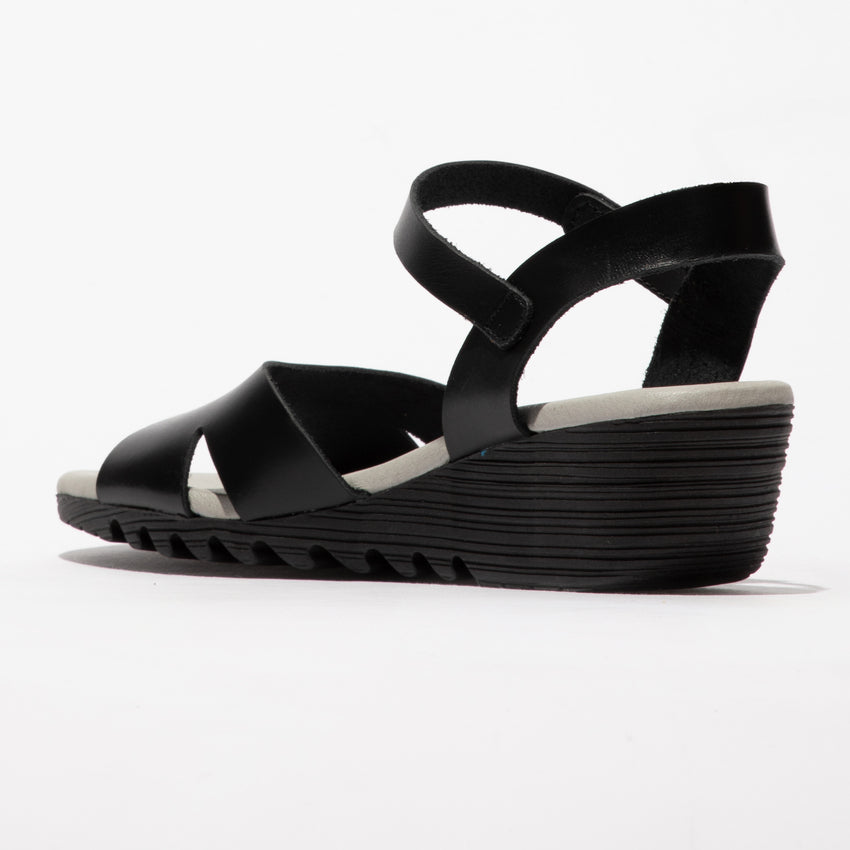 Fly London Women's OLLA446FLY Leather Sling-Back Sandals Black