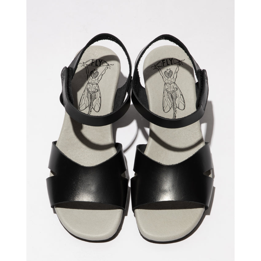 Fly London Women's OLLA446FLY Leather Sling-Back Sandals Black