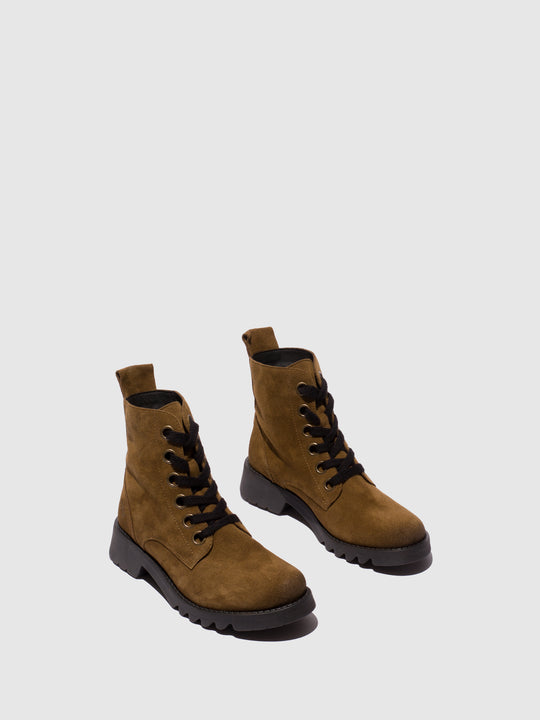 Fly London Women's RAMY488FLY Suede Leather Lace-Up Ankle Boots Elephant Beige