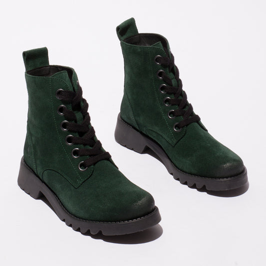 Fly London Women's RAMY488FLY Suede Leather Lace-Up Ankle Boots Forest Green
