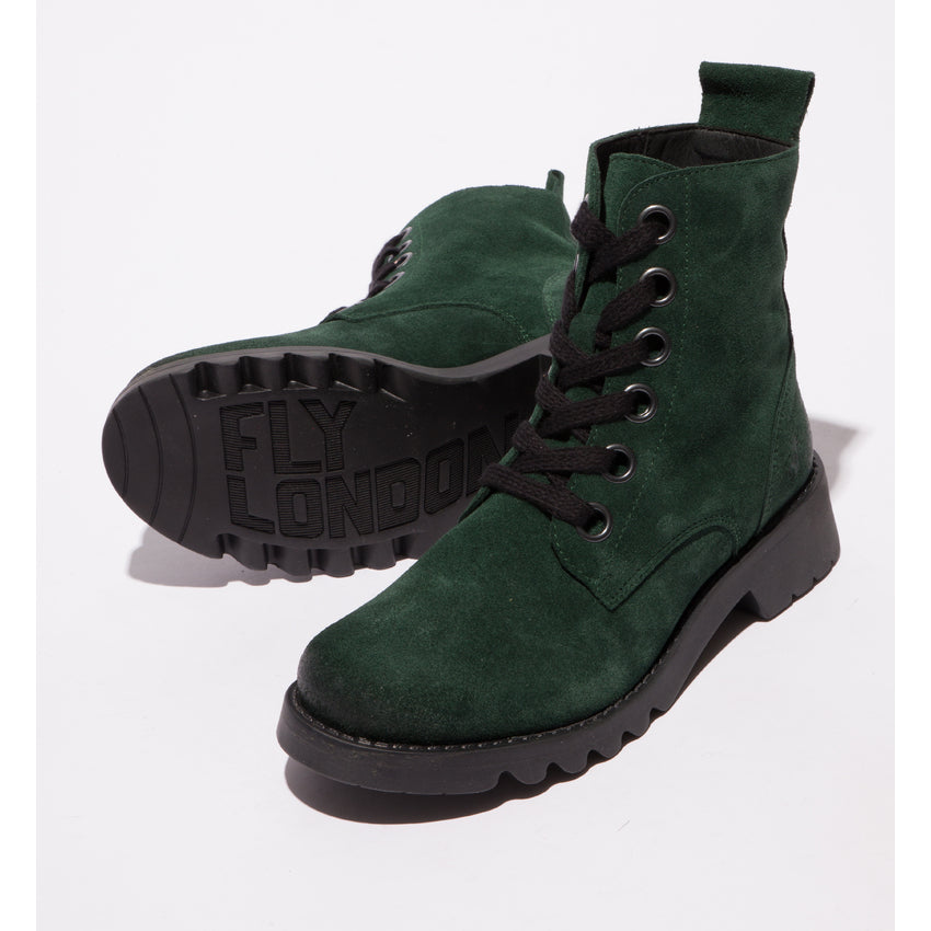 Fly London Women's RAMY488FLY Suede Leather Lace-Up Ankle Boots Forest Green