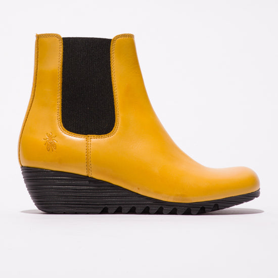 Fly London Women's ORFU396FLY Ankle Wedge Boot - Mustard Yellow