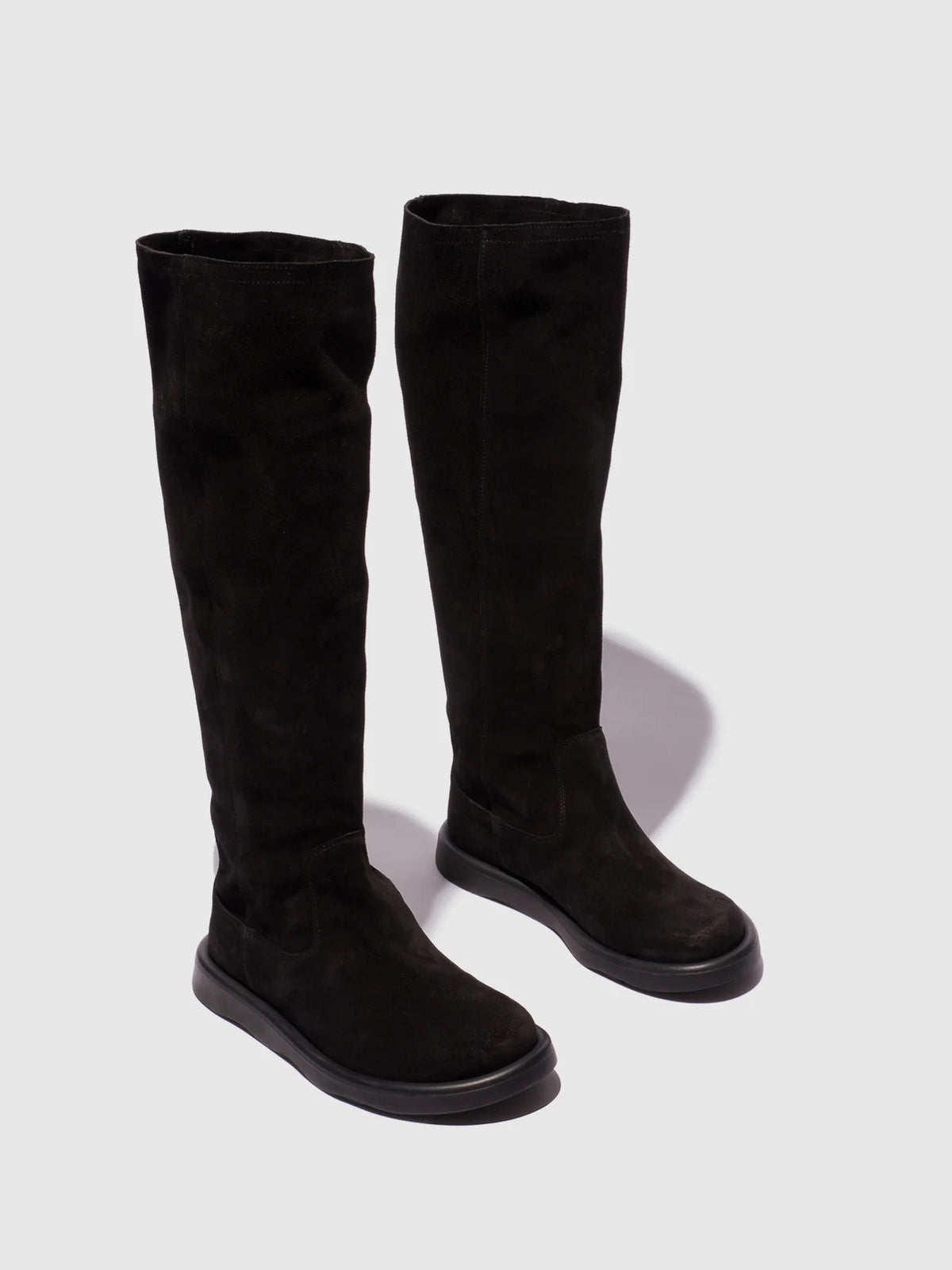 Fly London Women's TAMY516FLY Leather Knee-High Boots Black Suede