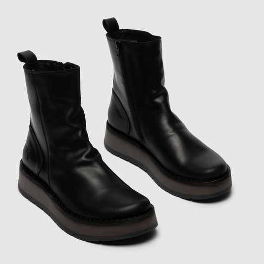 Fly London Women's RENO053FLY Leather Ankle Boots Black