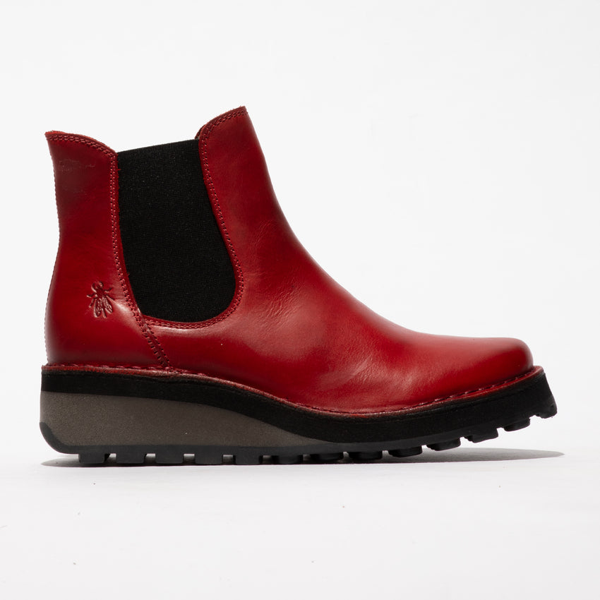 Fly London Women's HUUD148FLY Leather Chelsea Boots Red