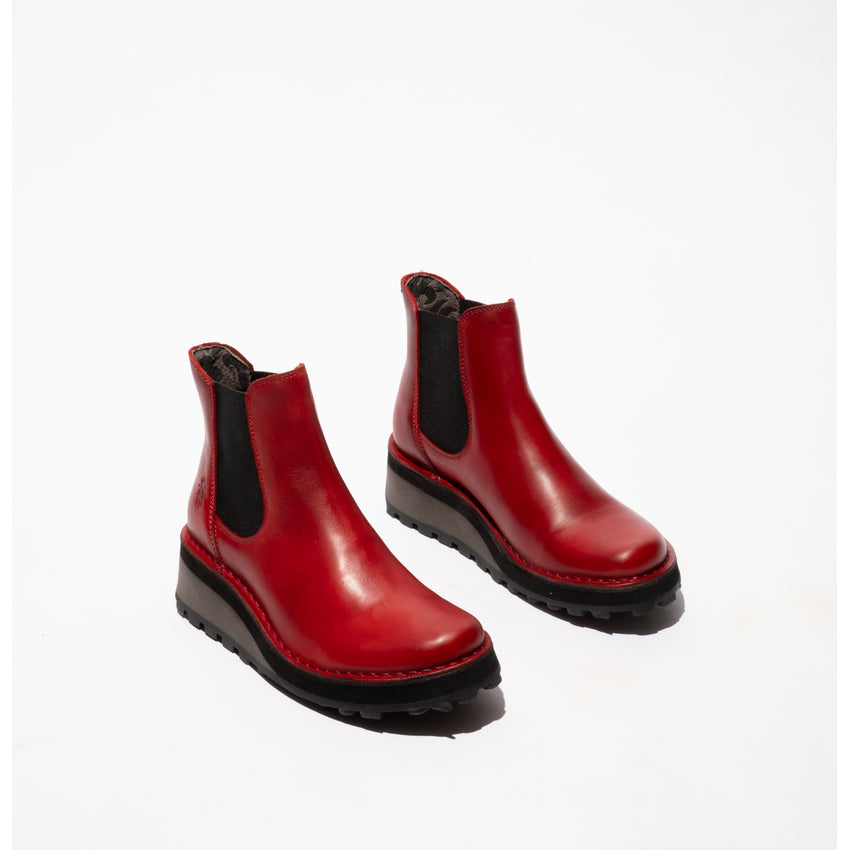 Fly London Women's HUUD148FLY Leather Chelsea Boots Red