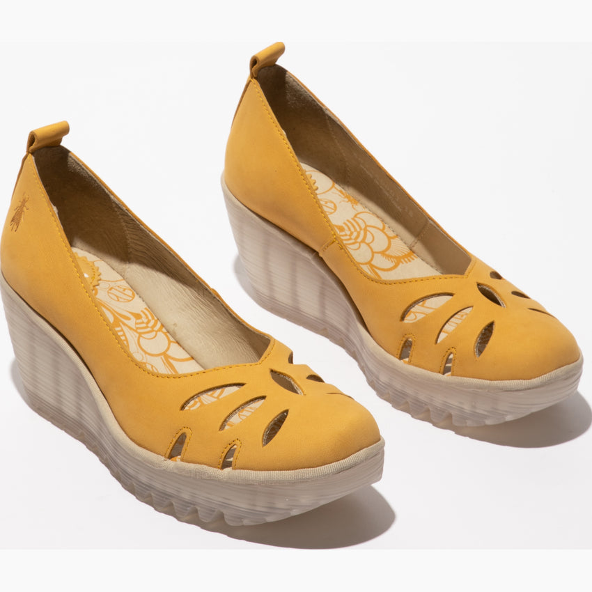 Fly London Women's YUBI480FLY Leather Slip-On Shoes Bumblebee Yellow