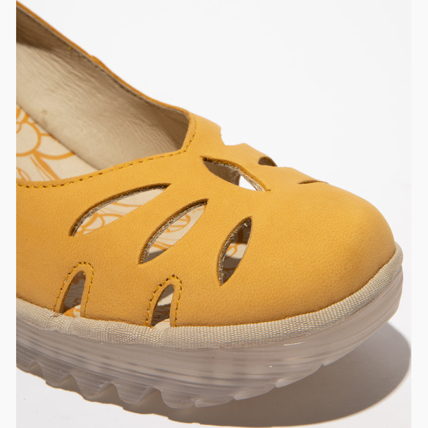 Fly London Women's YUBI480FLY Leather Slip-On Shoes Bumblebee Yellow