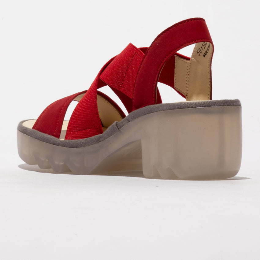 Fly London Women's TAJI502FLY Crossover Sandals Lipstick Red