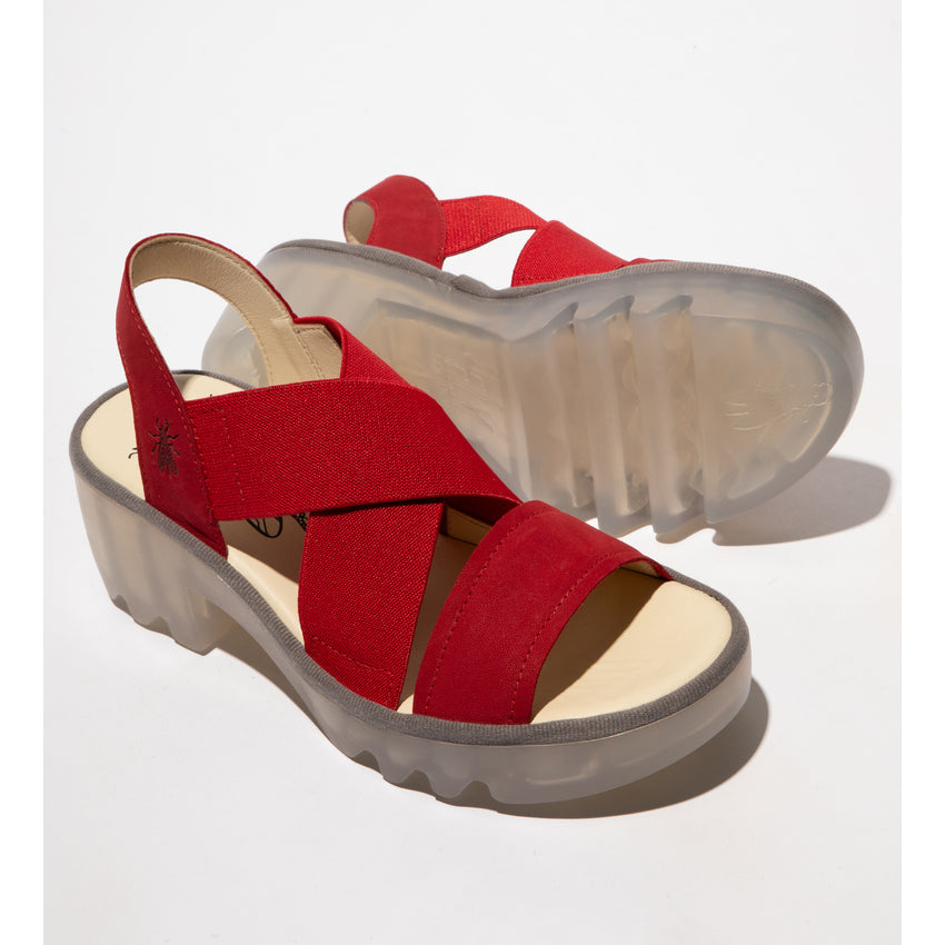 Fly London Women's TAJI502FLY Crossover Sandals Lipstick Red
