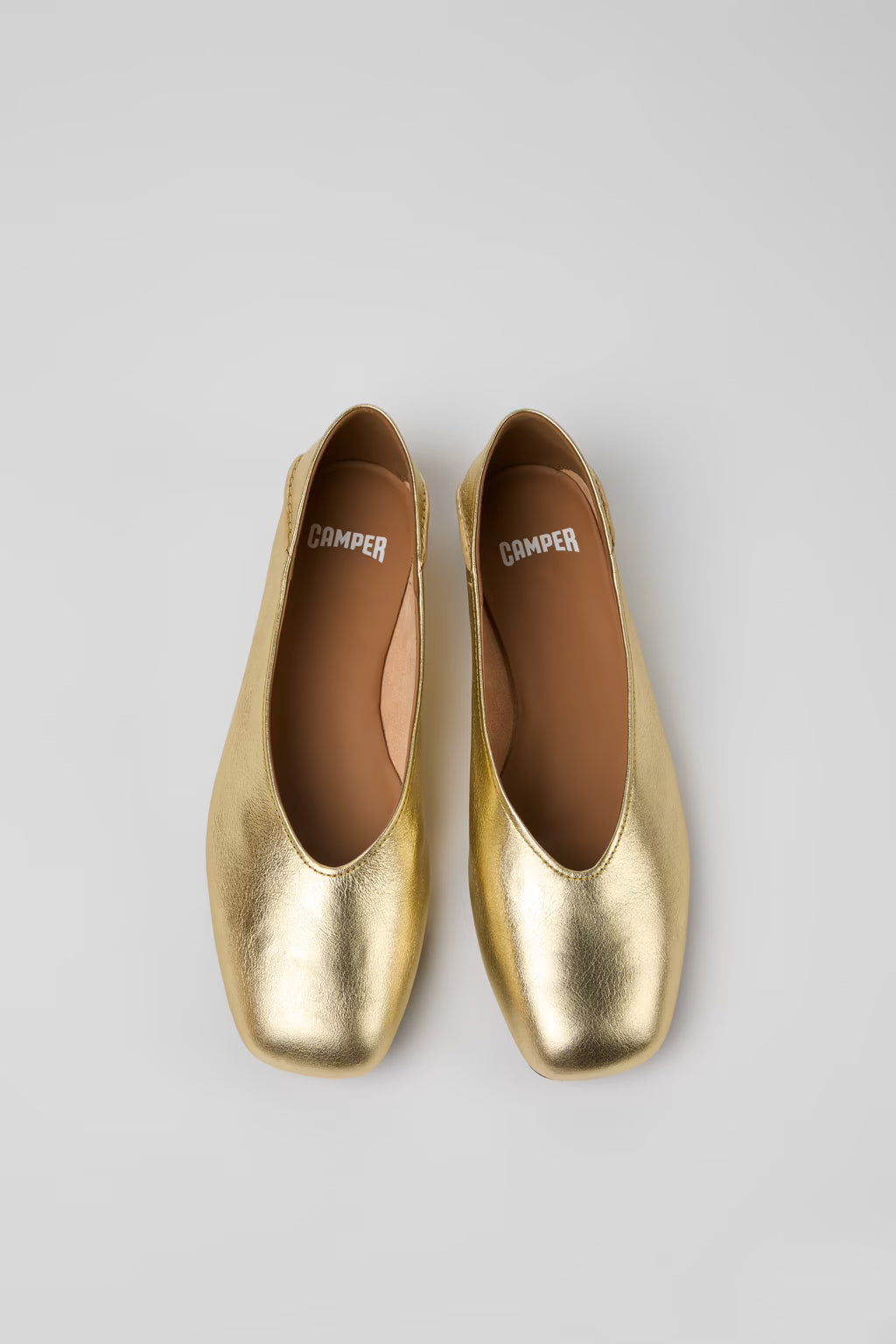 Camper Women's K201253-059 Casi Myra Leather Ballerina Shoes Yellow / Gold