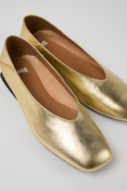 Camper Women's K201253-059 Casi Myra Leather Ballerina Shoes Yellow / Gold