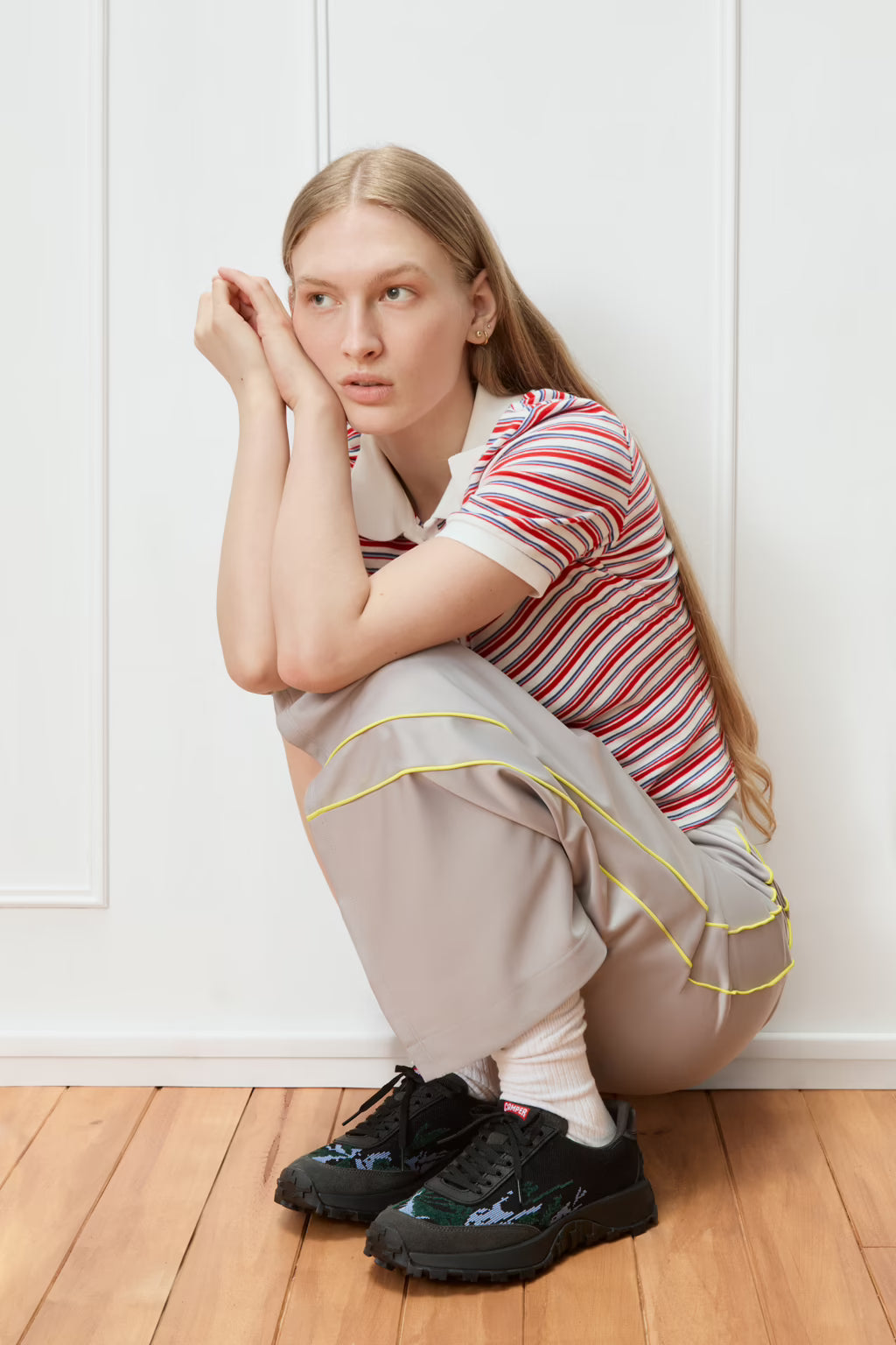 Camper Women's K201462 Drift Trail Textile Leather Sneakers Black Multi