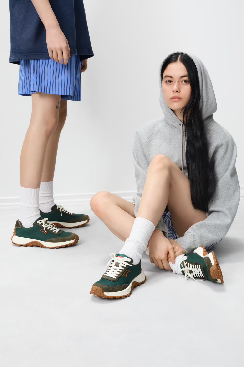 Camper Women's K201462 Drift Trail Textile Leather Sneakers Green