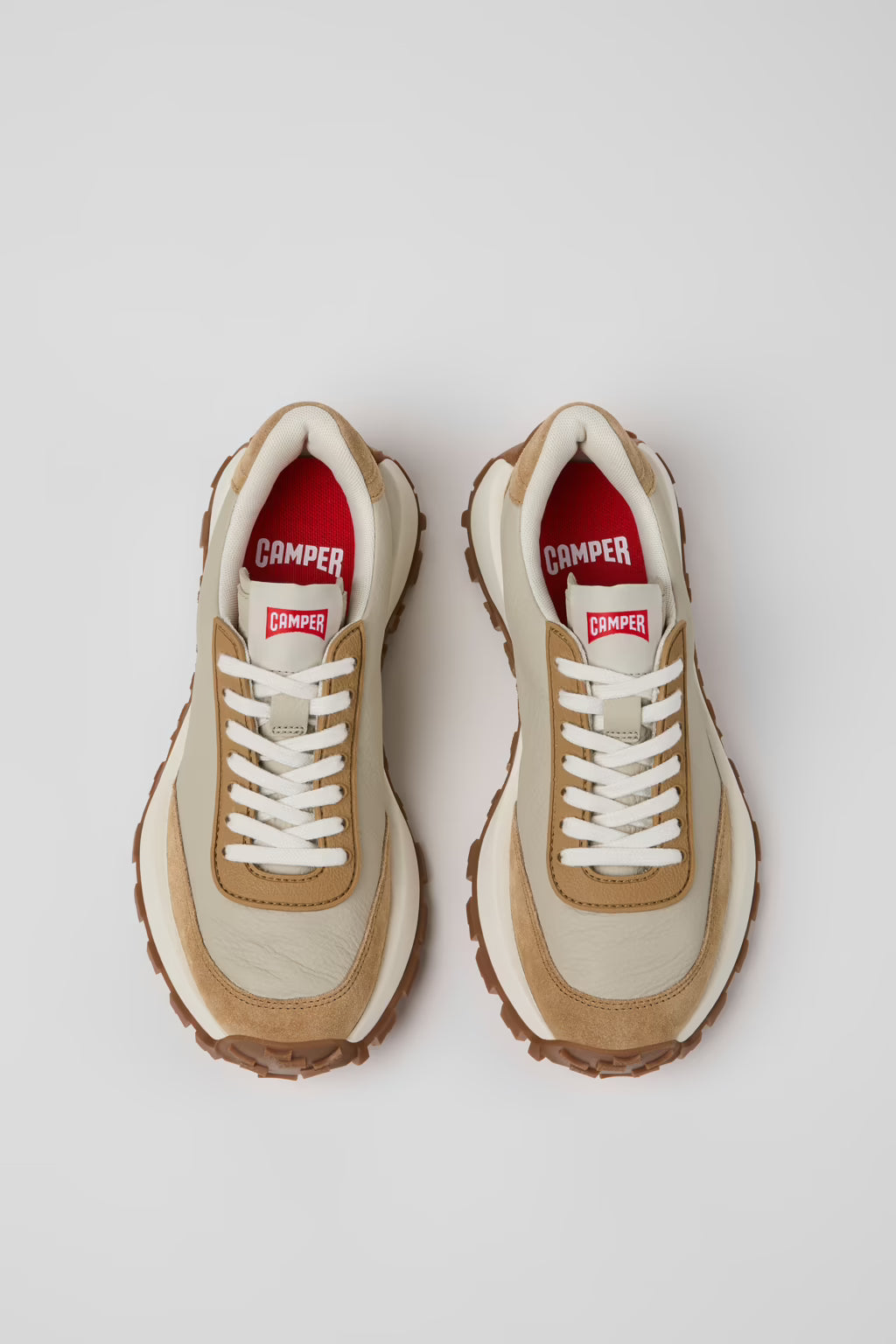 Camper Women's K201586-022 Drift Trail Leather Sneakers Beige / Brown
