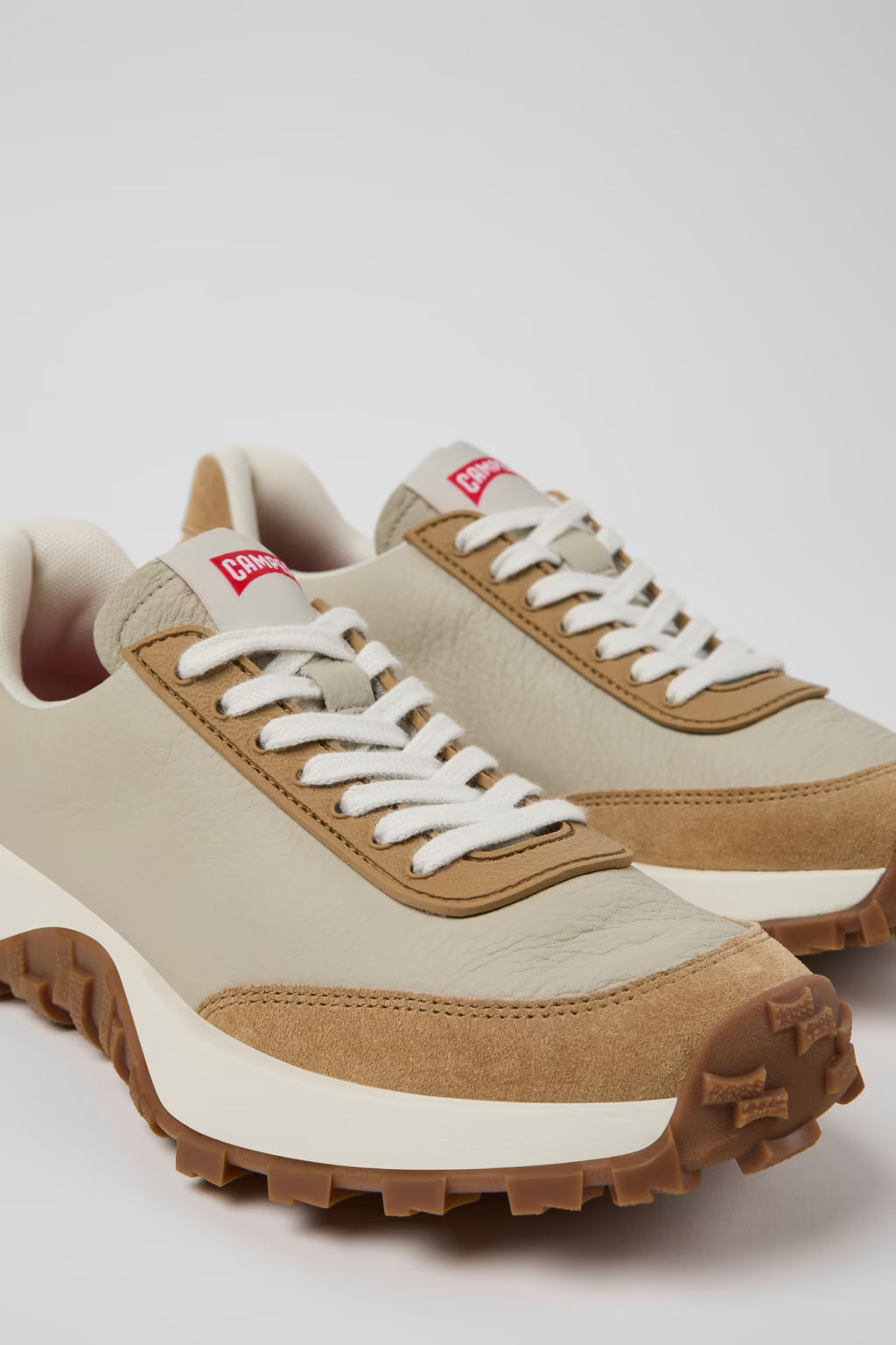 Camper Women's K201586-022 Drift Trail Leather Sneakers Beige / Brown