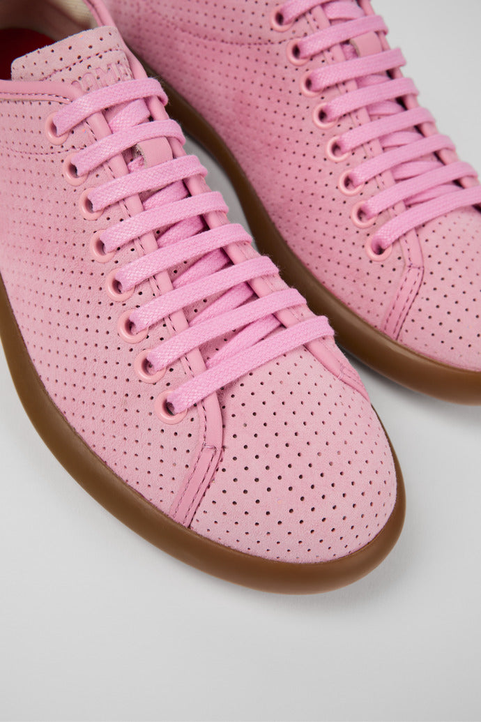 Camper Women's K201668 Pelotas Soller Nubuck Leather Sneakers Pink