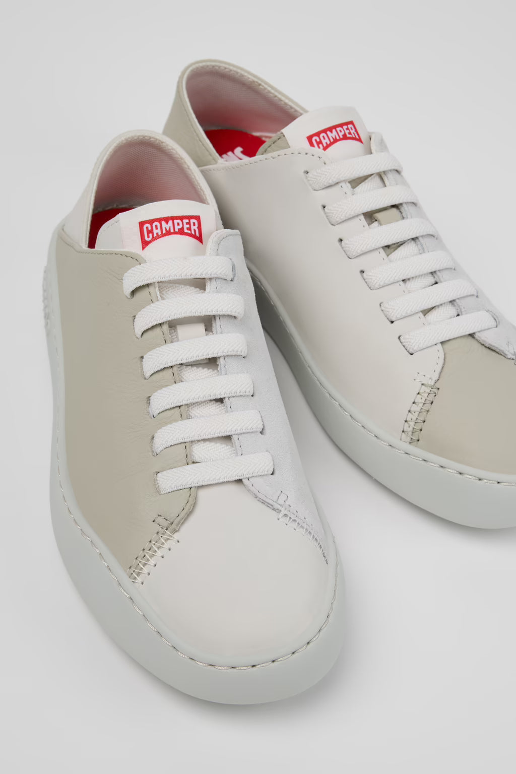 Camper Women's K201670-009 Twins Leather Sneakers Beige Multi