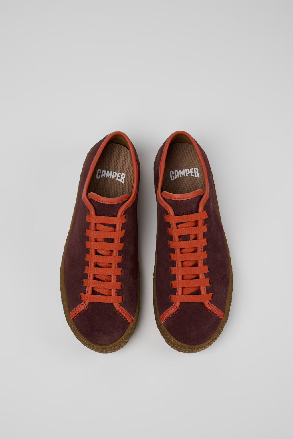 Camper Women's K201824 Peu Terreno Leather Sneakers Burgundy/Orange