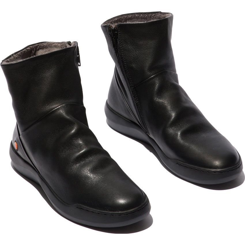 Softinos Women's BLER550SOF Leather Ankle Boots W/Lining Black