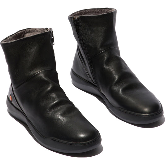 Softinos Women's BLER550SOF Leather Ankle Boots W/Lining Black