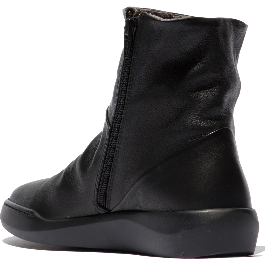 Softinos Women's BLER550SOF Leather Ankle Boots W/Lining Black