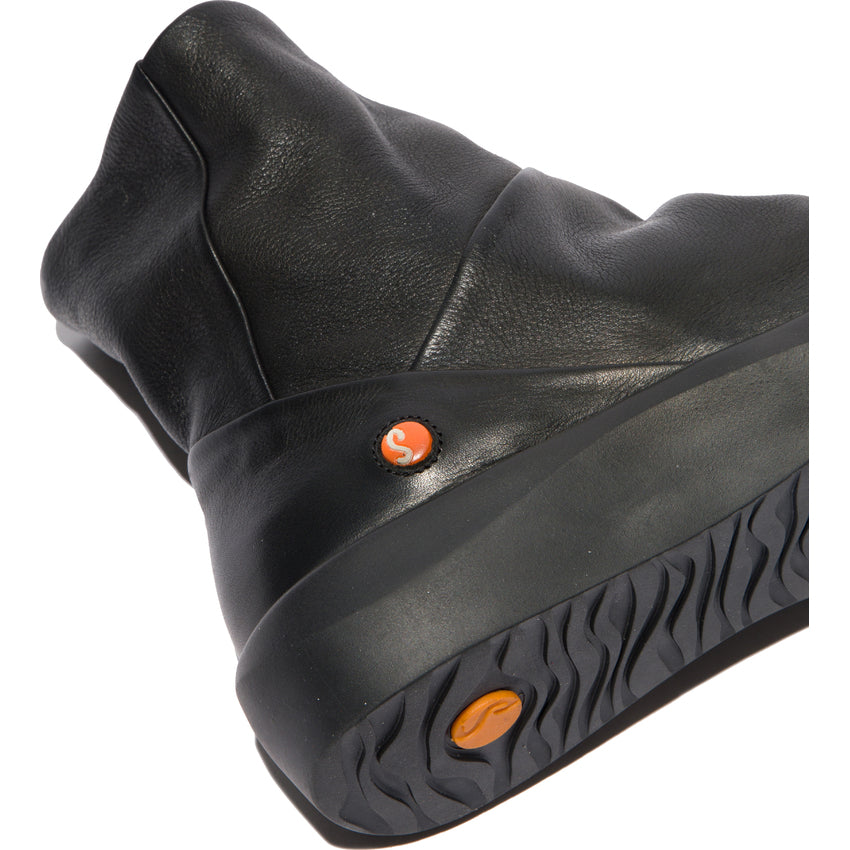 Softinos Women's BLER550SOF Leather Ankle Boots W/Lining Black
