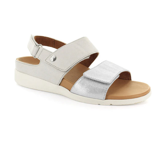 Strive Women's Riviera II Leather Sandals Silver Stone