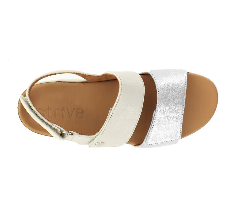 Strive Women's Riviera II Leather Sandals Silver Stone – Shoe