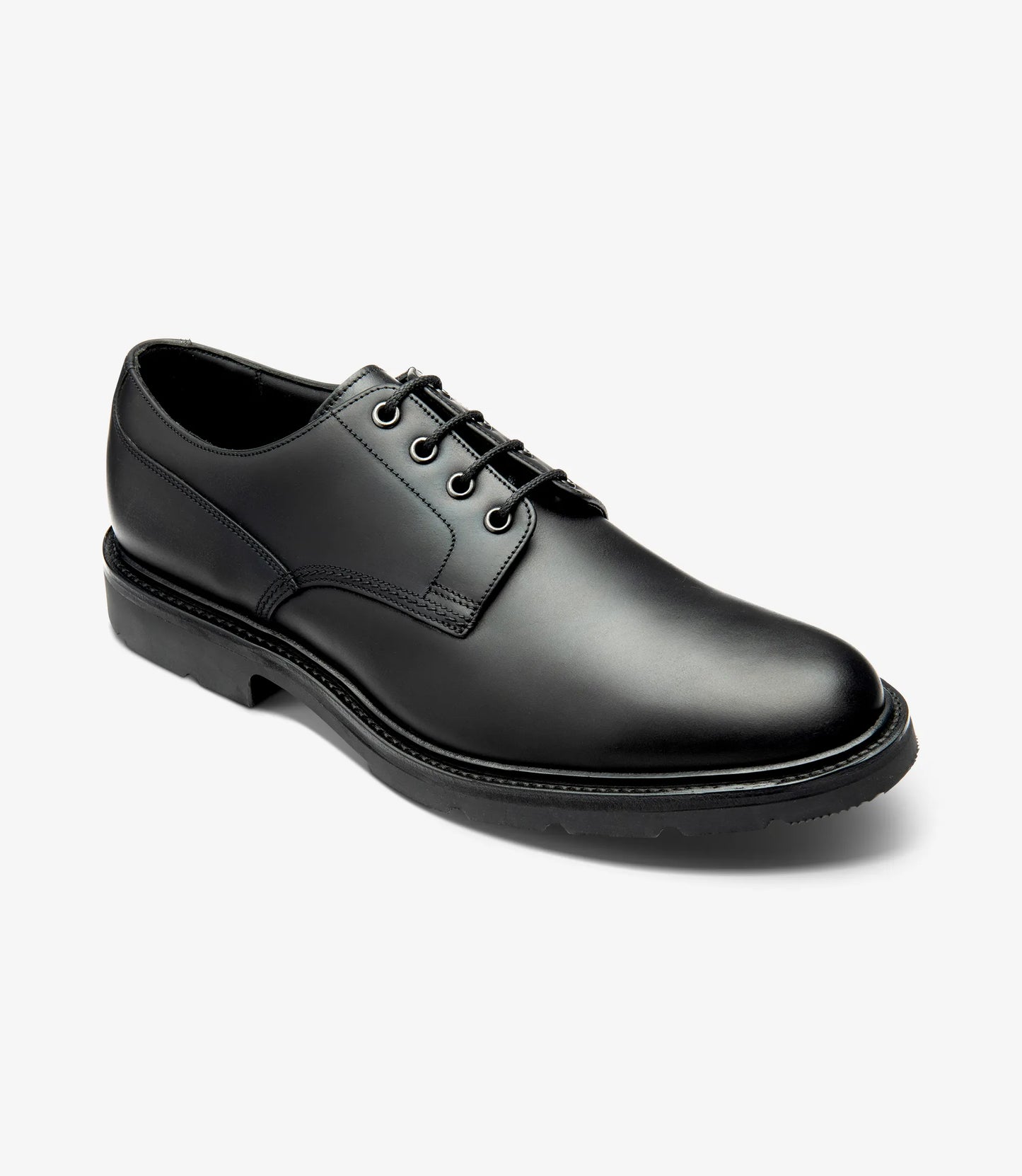 Loake Men's Ryde Waxy Leather Plain-Tie Shoes Black