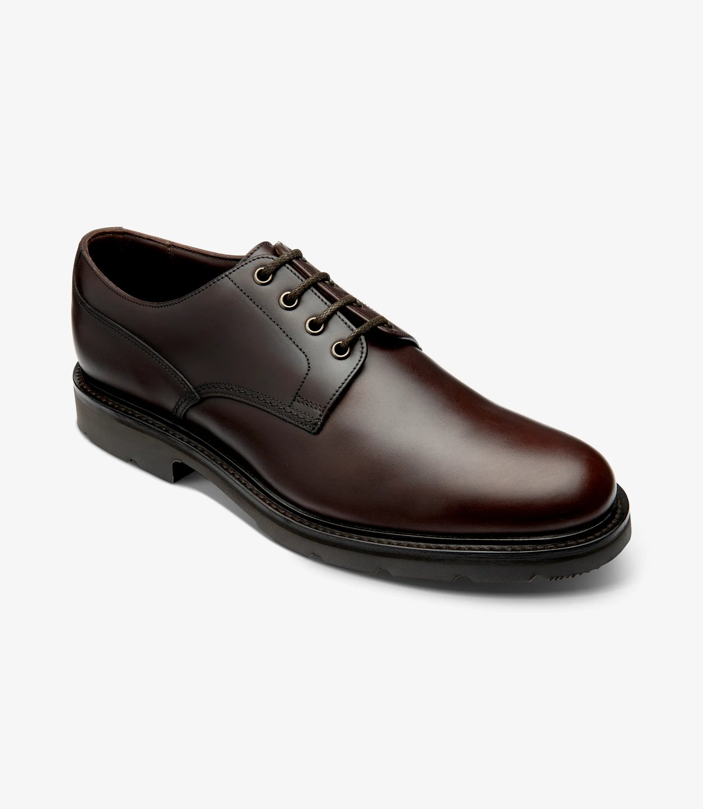 Loake Men's Ryde Waxy Leather Plain-Tie Shoes Dark Brown