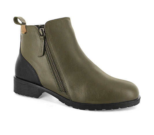 Strive Women's Sandringham Leather Ankle Boots Olive Green