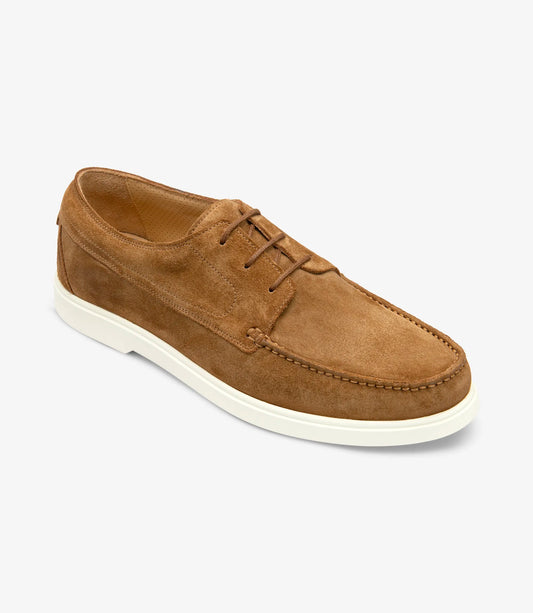 Loake Men's Sardinia Suede Leather Moccasin Boat Shoes Chestnut Brown