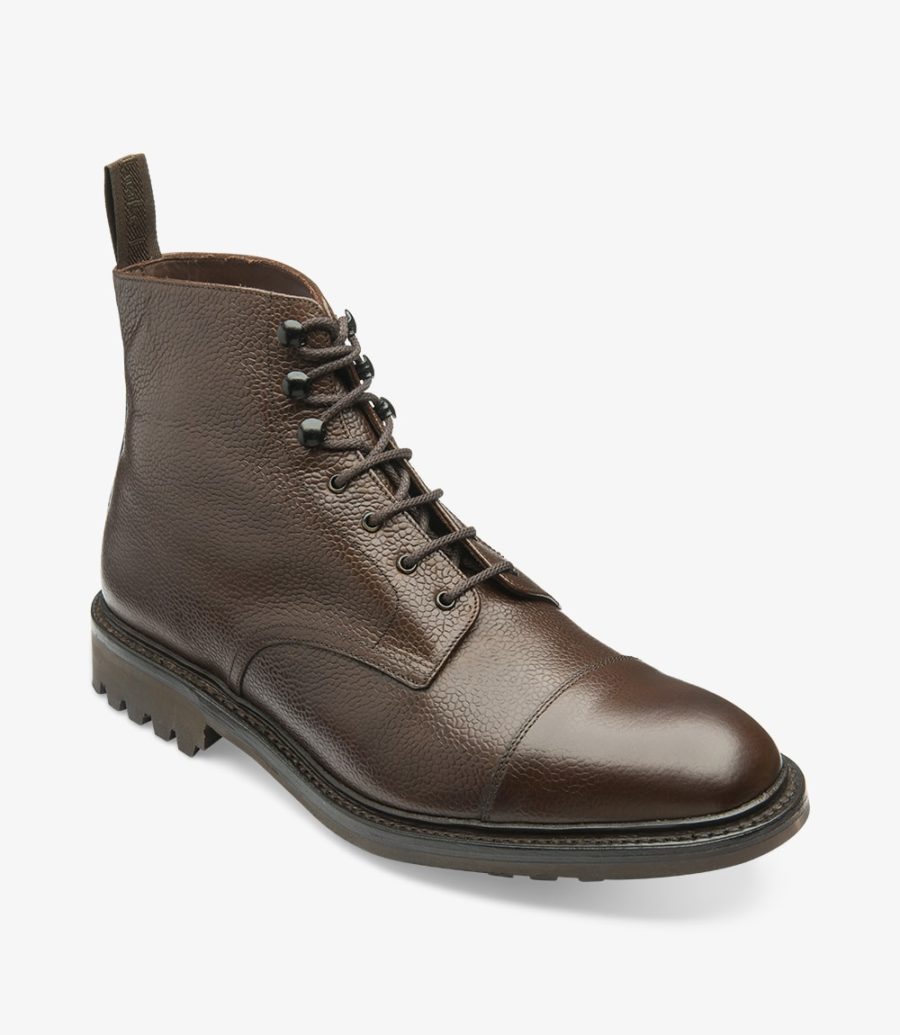 Loake Men's Sedbergh Burnished Grain Leather Boots Dark Brown