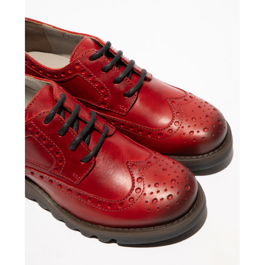 Fly London Women's SIIP362FLY Leather Lace-Up Shoes Red