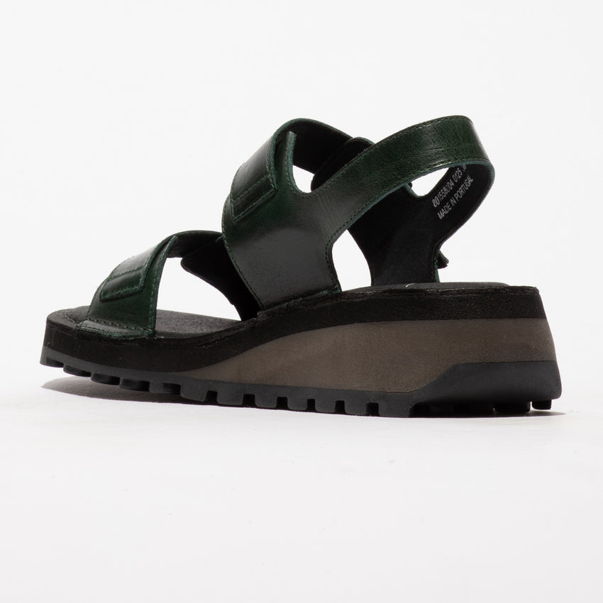 Fly London Women's HEIF58FLY Leather Strap Sandals Petrol Green