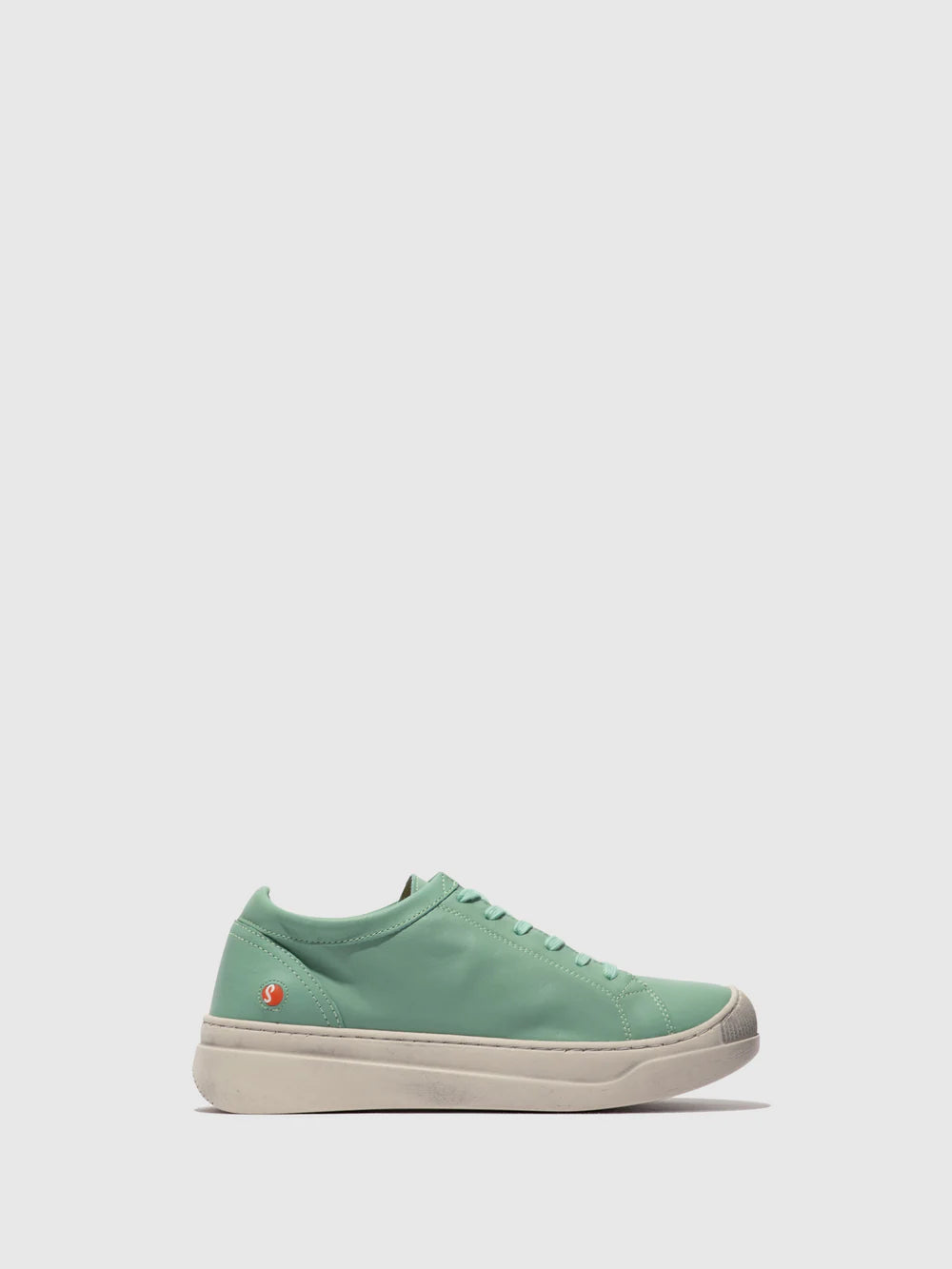 Softinos Women's APOR794SOF Smooth Leather Lace-up Trainers Sea Green