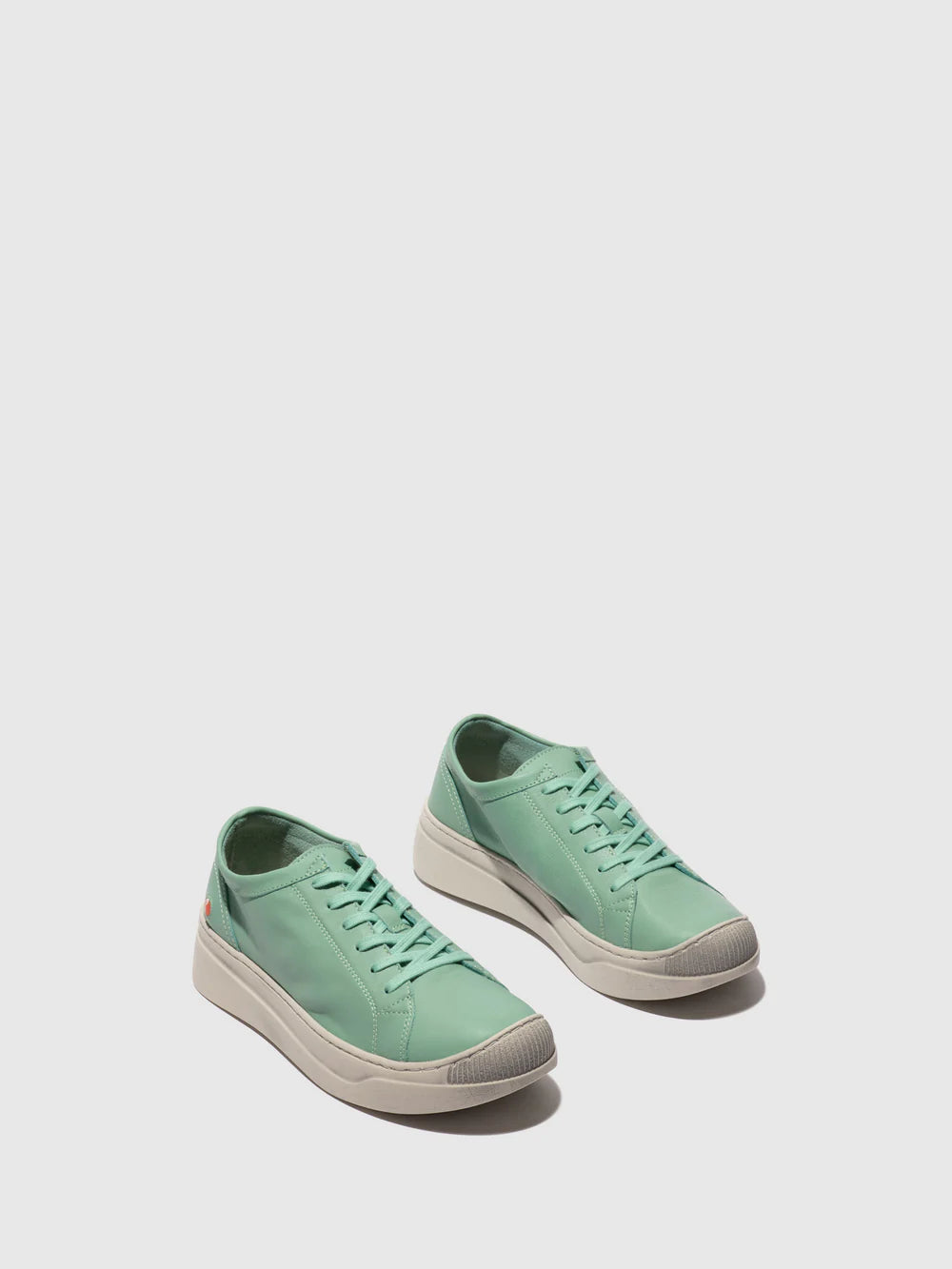 Softinos Women's APOR794SOF Smooth Leather Lace-up Trainers Sea Green