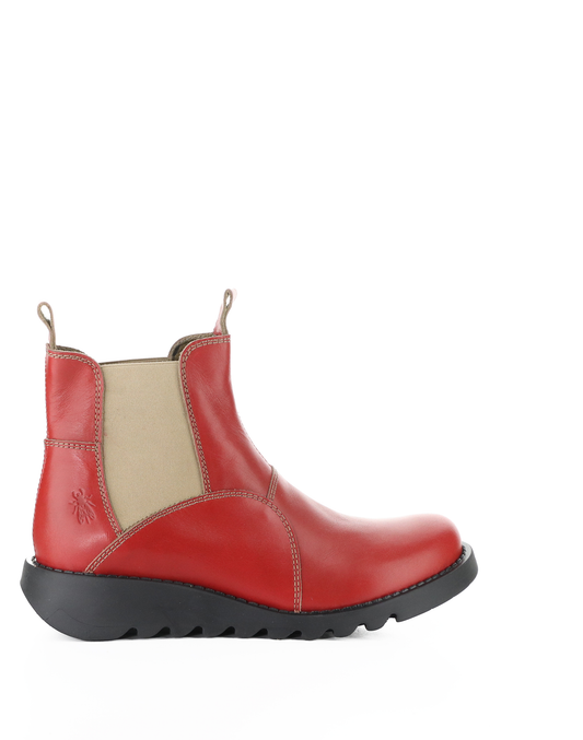 Fly London Women's SOIL512FLY Round Toe Pull On Boot - Chilli Pepper/Taupe