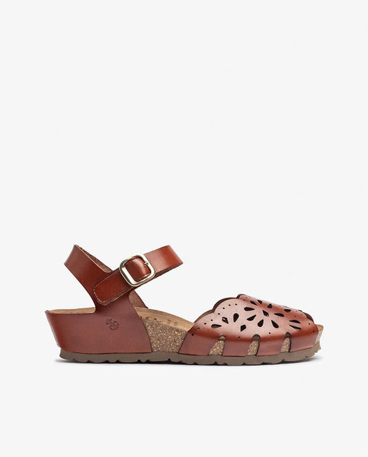 Yokono Women's Monaco 247 Leather Wedge Sandals Neuz Brown