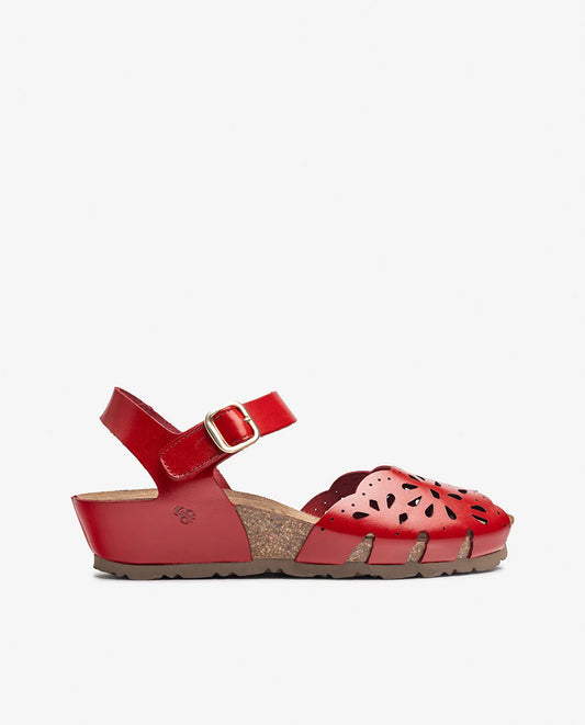 Yokono Women's Monaco 247 Leather Wedge Sandals Rojo Red