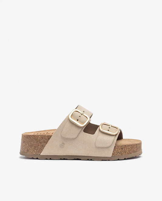 Yokono Women's Wiwi 003 Leather Platform Sandals Crudo Beige