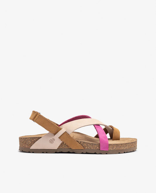 Yokono Women's Jerba 718 Leather Flat Sandals Fucsia Pink