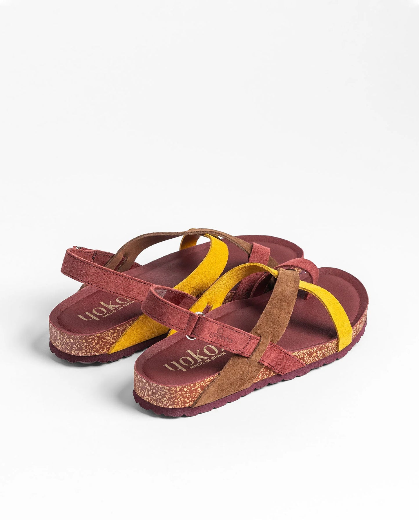 Yokono Women's ONLY-718 Leather Flat Sandals Borgona / Burgundy