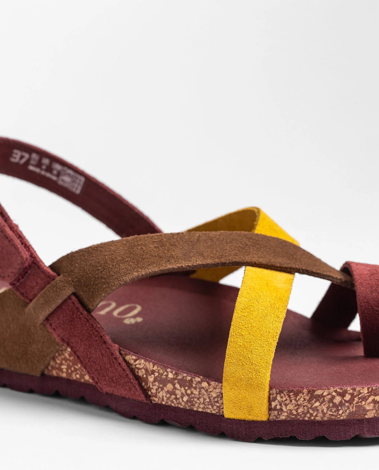 Yokono Women's ONLY-718 Leather Flat Sandals Borgona / Burgundy