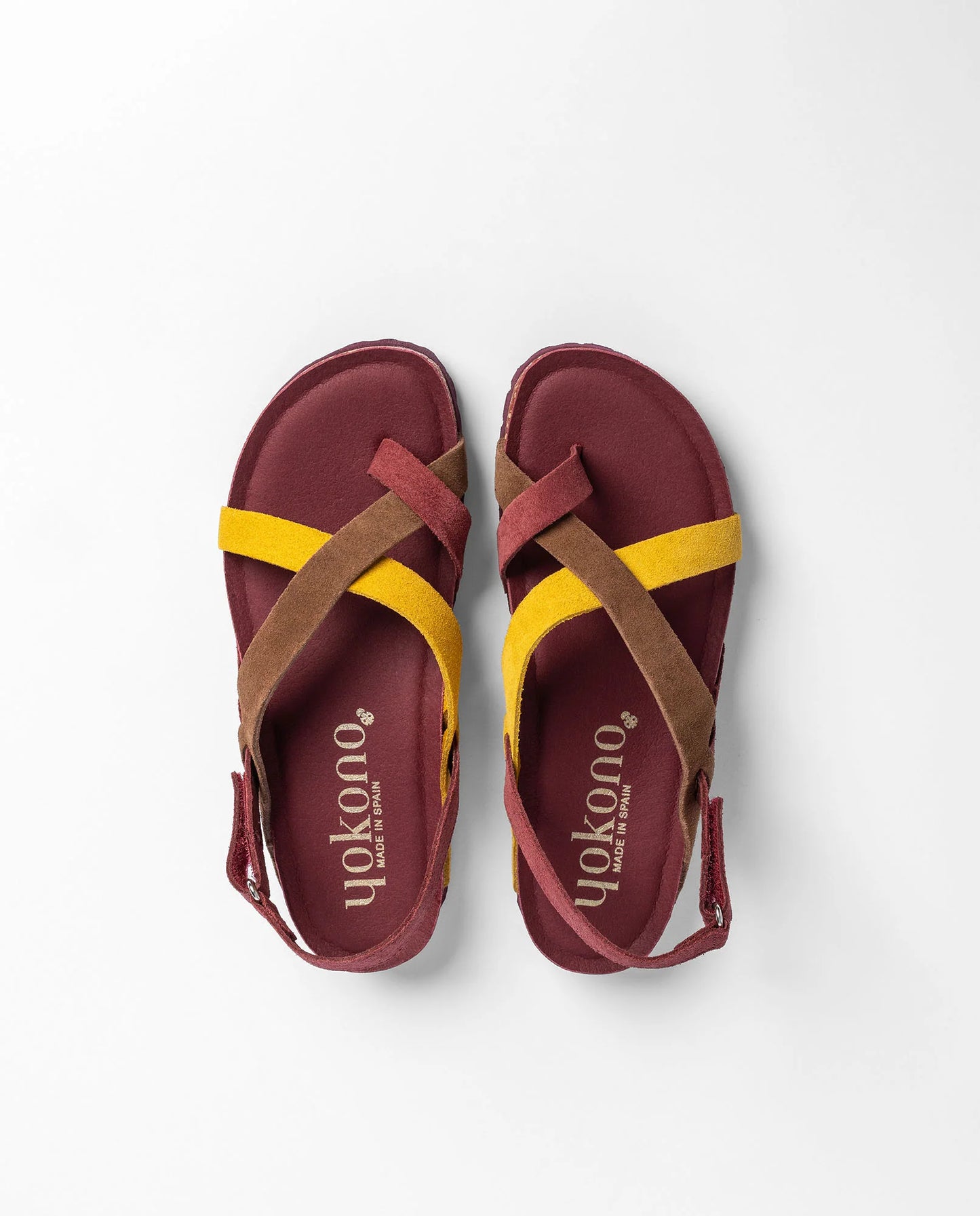 Yokono Women's ONLY-718 Leather Flat Sandals Borgona / Burgundy