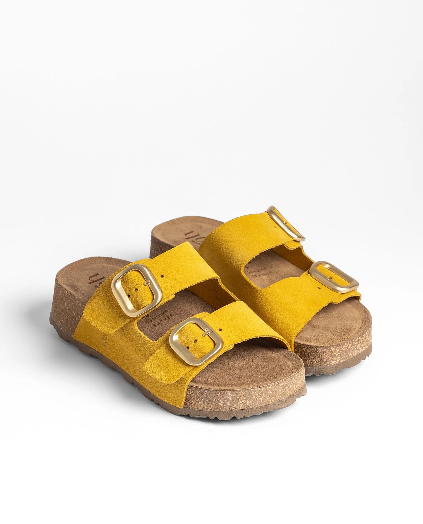 Yokono Women's WIWI-003 Leather Platform Sandals Citron / Yellow